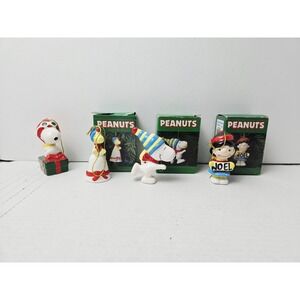 Vintage ceramic Peanuts Snoopy Christmas ornaments